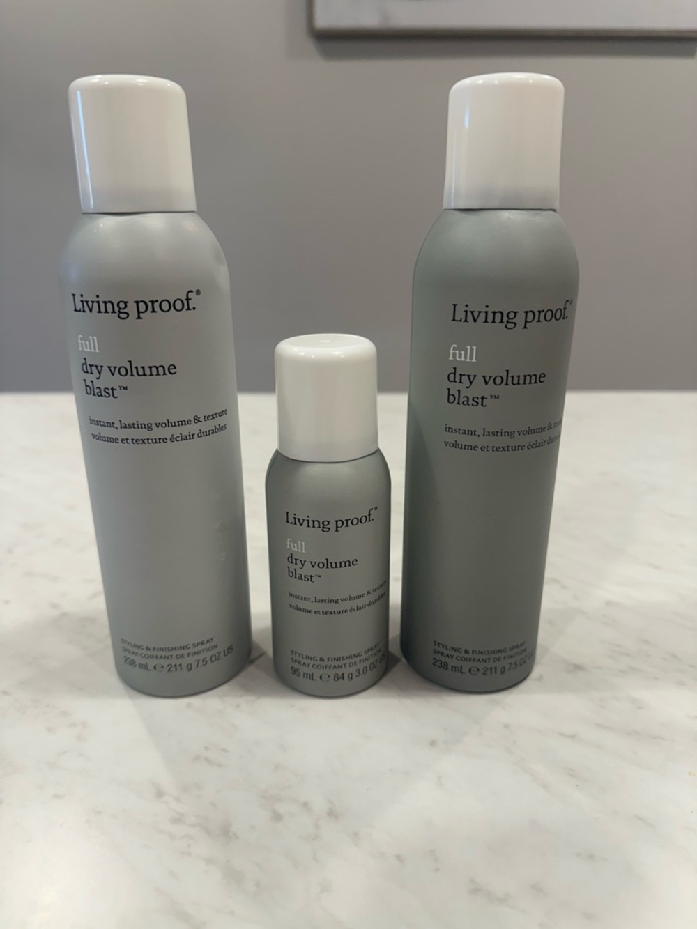 3 brand new bottles of Living proof Full Dry Volume Blast